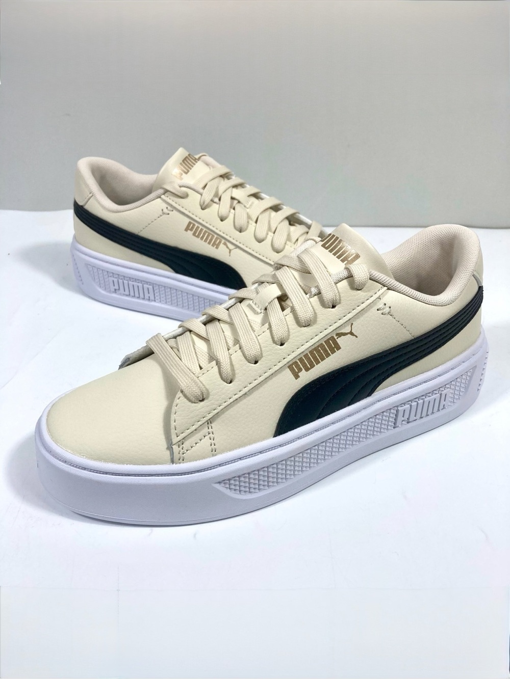 PUMA Smash V3 Platform Sneakers Alpine Snow Black 8.5 10.5 11 NEW NWB